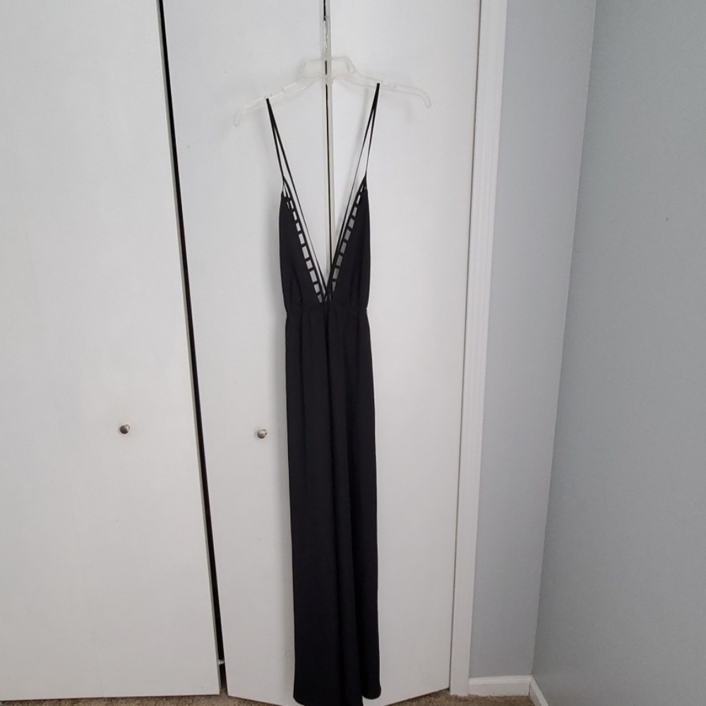 Cage Detail Open Back Maxi Dress